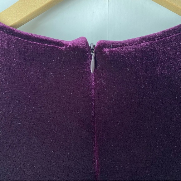 Vintage 90s Y2K Dark Purple Velvet Long Sleeve Maxi Dress 8 - Picture 7 of 8